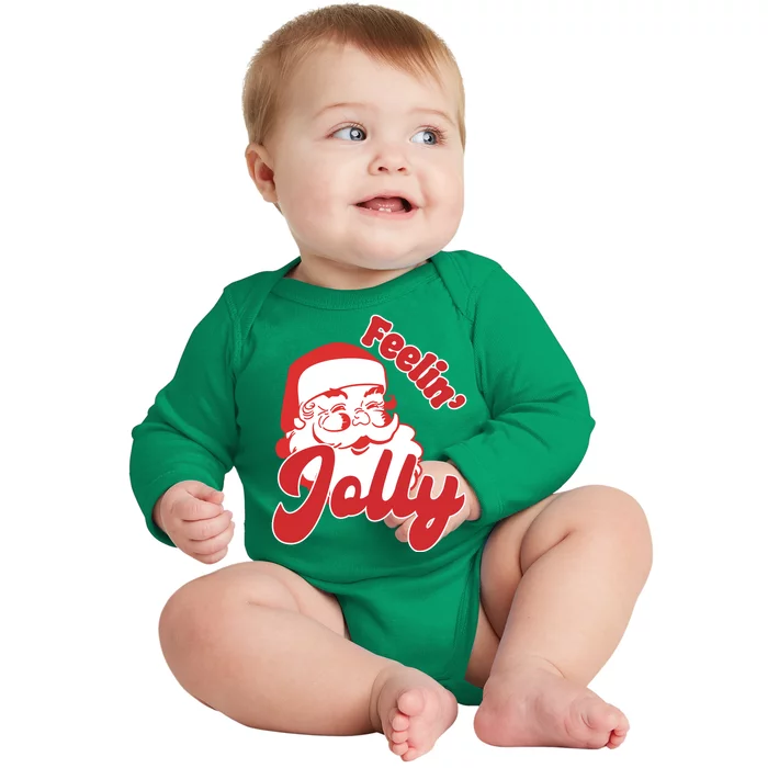 Feelin Jolly Santa Claus Christmas Holiday Baby Long Sleeve Bodysuit