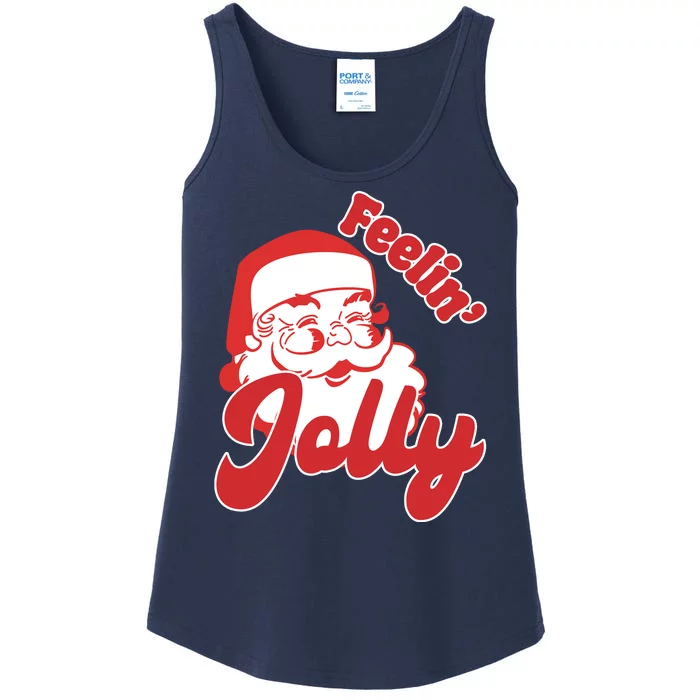 Feelin Jolly Santa Claus Christmas Holiday Ladies Essential Tank