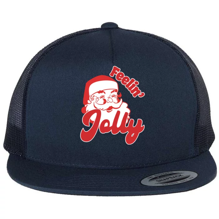 Feelin Jolly Santa Claus Christmas Holiday Flat Bill Trucker Hat