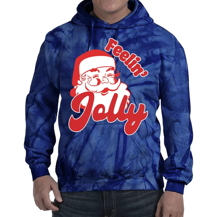 Feelin Jolly Santa Claus Christmas Holiday Tie Dye Hoodie