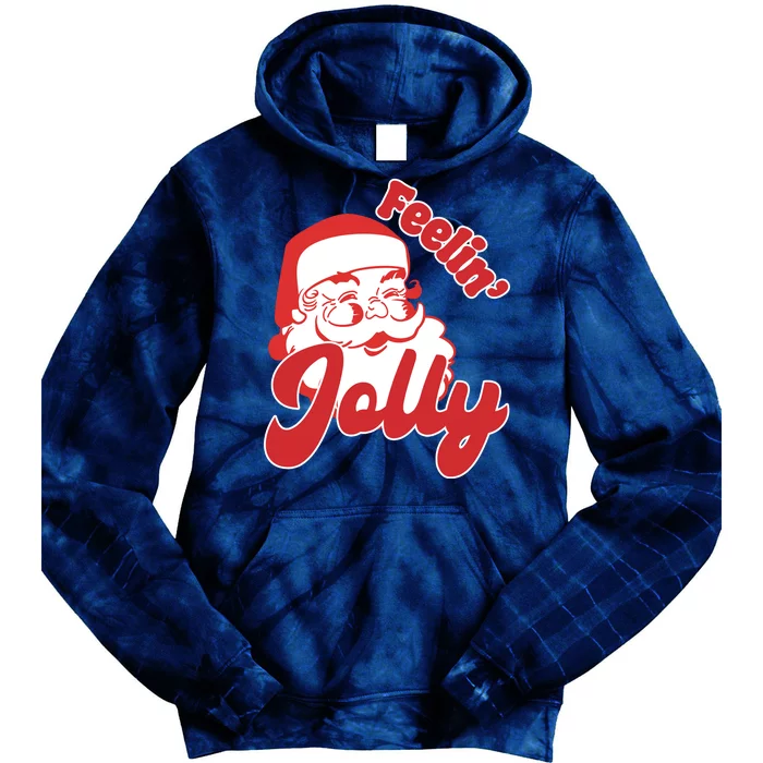 Feelin Jolly Santa Claus Christmas Holiday Tie Dye Hoodie