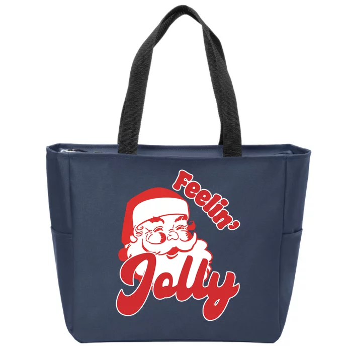 Feelin Jolly Santa Claus Christmas Holiday Zip Tote Bag