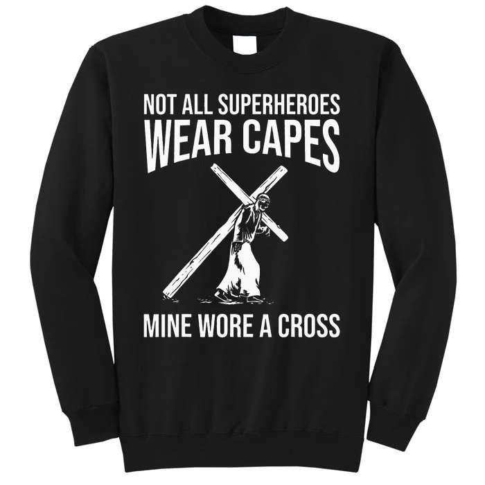 Funny Jesus Superhero Design Jesus Christ Cross Tall Sweatshirt