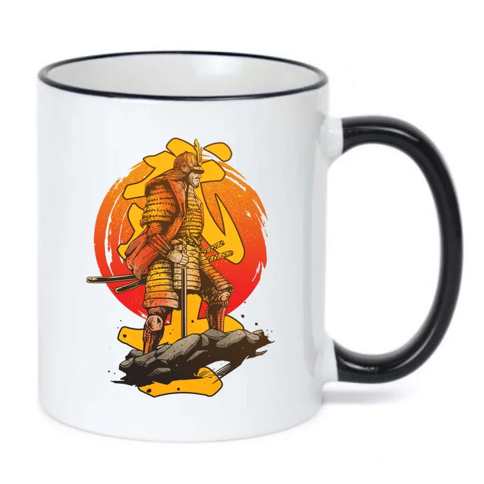 Firey Japanese Samurai Warrior Black Color Changing Mug