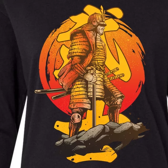 Firey Japanese Samurai Warrior Womens Cotton Relaxed Long Sleeve T-Shirt