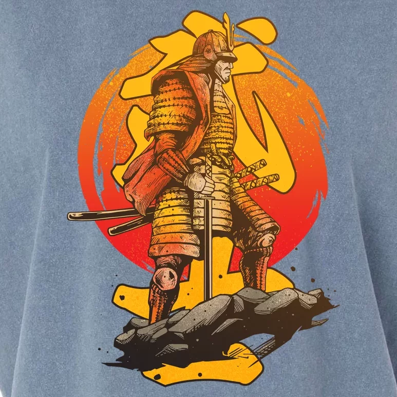 Firey Japanese Samurai Warrior Garment-Dyed Women's Muscle Tee