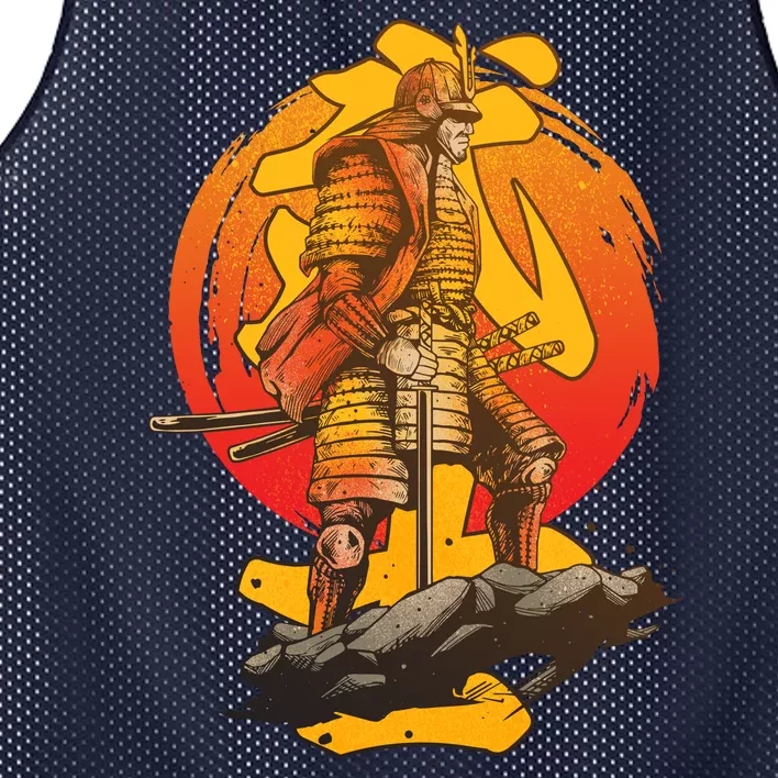 Firey Japanese Samurai Warrior Mesh Reversible Basketball Jersey Tank