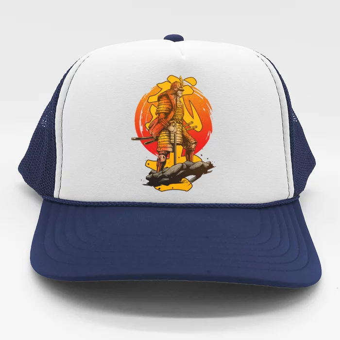 Firey Japanese Samurai Warrior Trucker Hat