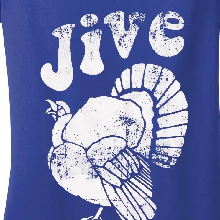 Funny Jive Thanksgiving Turkey Day Retro Holiday Women's V-Neck T-Shirt