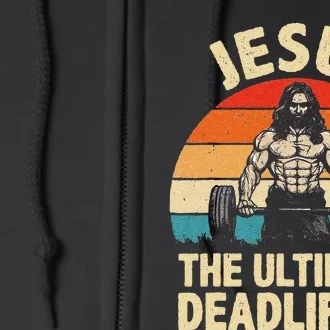 Funny Jesus The Ultimate Deadlifter For Gym Full Zip Hoodie