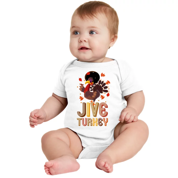 Funny Jive Turkey Thanksgiving Holiday Festive Turkey Baby Bodysuit