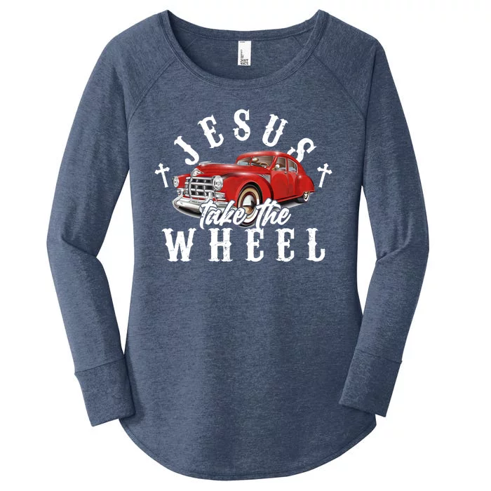 Funny Jesus Take The Wheel Classic Hot Rod Car Women's Perfect Tri Tunic Long Sleeve Shirt