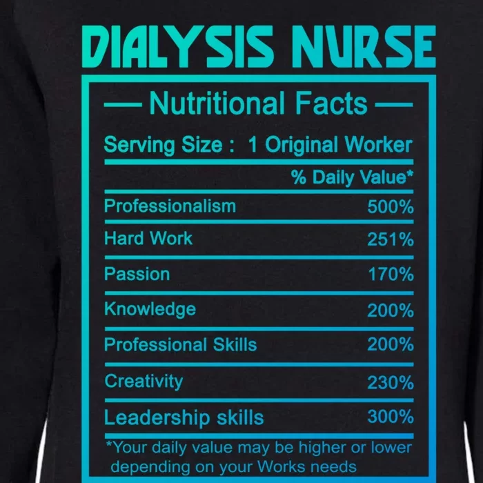 Funny Job Title Worker Nutrition Facts Dialysis Nurse Gift Womens California Wash Sweatshirt