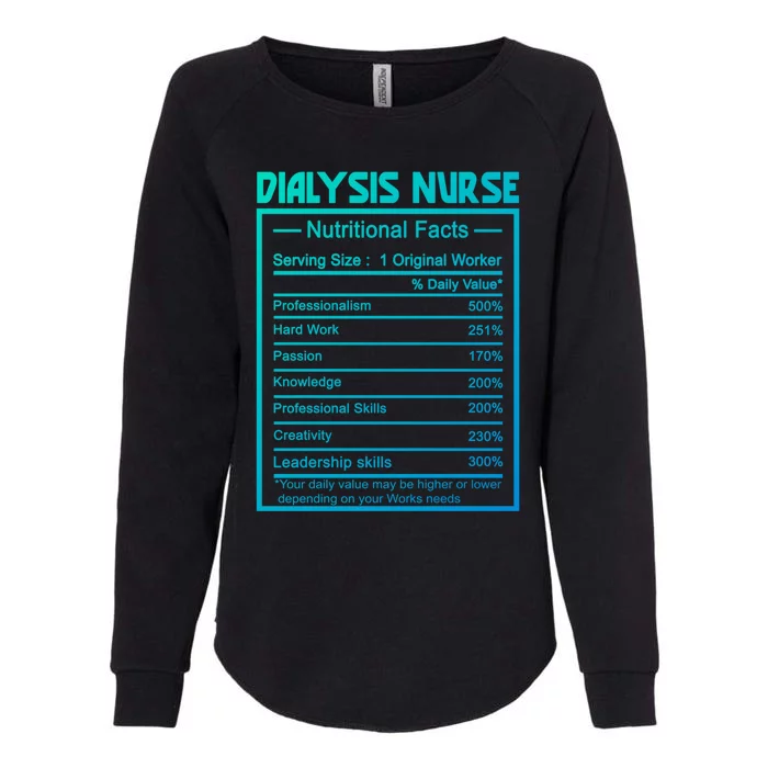 Funny Job Title Worker Nutrition Facts Dialysis Nurse Gift Womens California Wash Sweatshirt