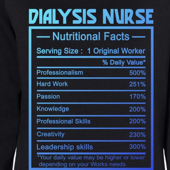 Funny Job Title Worker Nutrition Facts Dialysis Nurse Gift Womens California Wash Sweatshirt