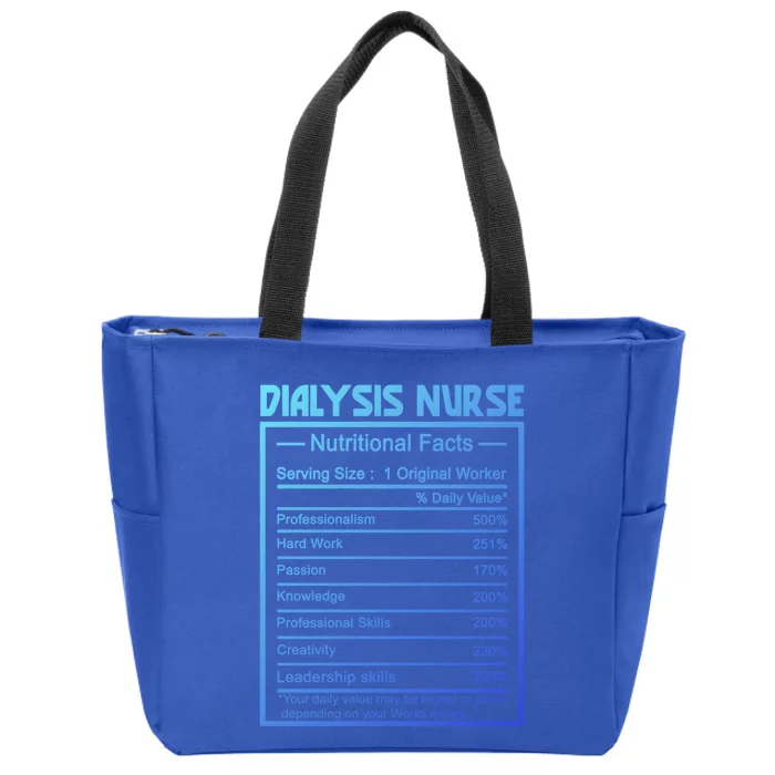 Funny Job Title Worker Nutrition Facts Dialysis Nurse Gift Zip Tote Bag