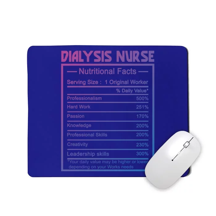 Funny Job Title Worker Nutrition Facts Dialysis Nurse Gift Mousepad