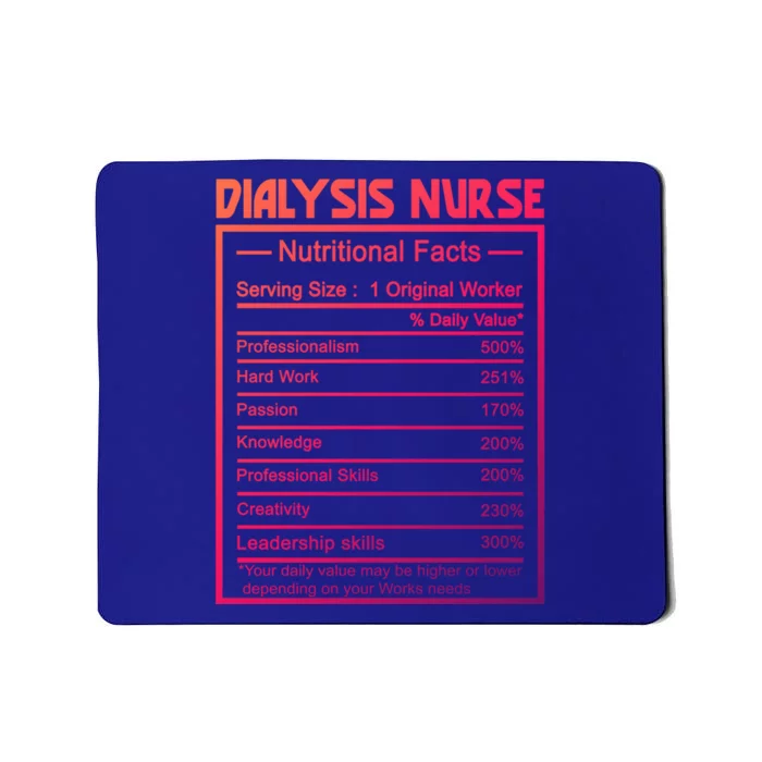 Funny Job Title Worker Nutrition Facts Dialysis Nurse Gift Mousepad