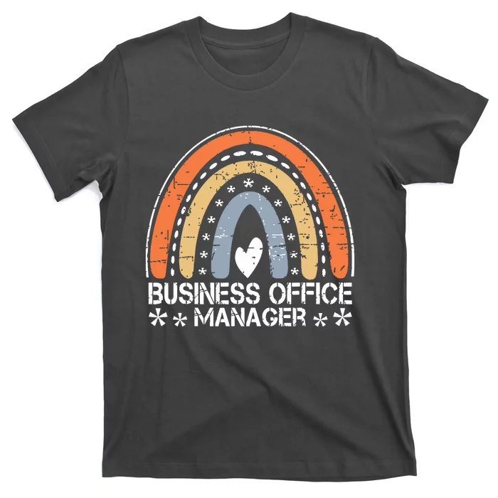 Funny Job Title Vintage Rainbow Business Office Manager T-Shirt