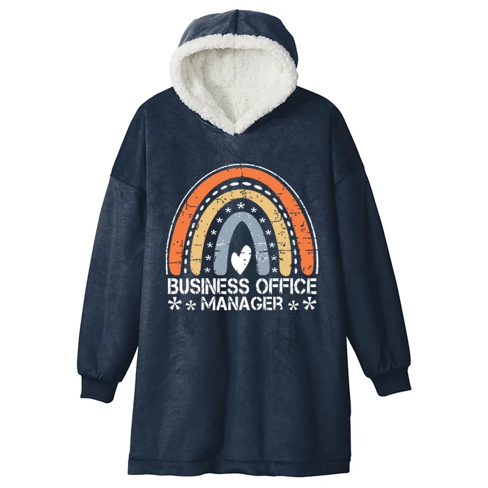 Funny Job Title Vintage Rainbow Business Office Manager Hooded Wearable Blanket