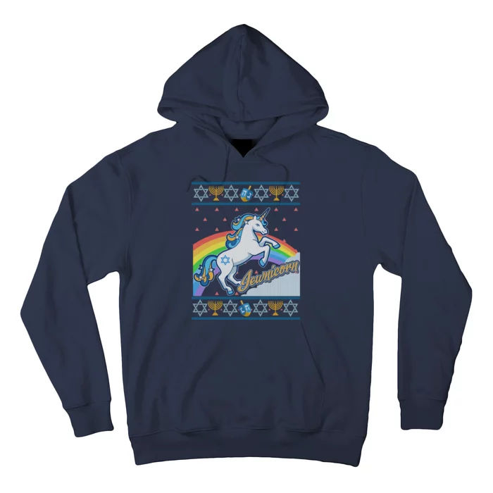 Funny Jewnicorn Unicorn Ugly Hanukkah Sweater Hoodie