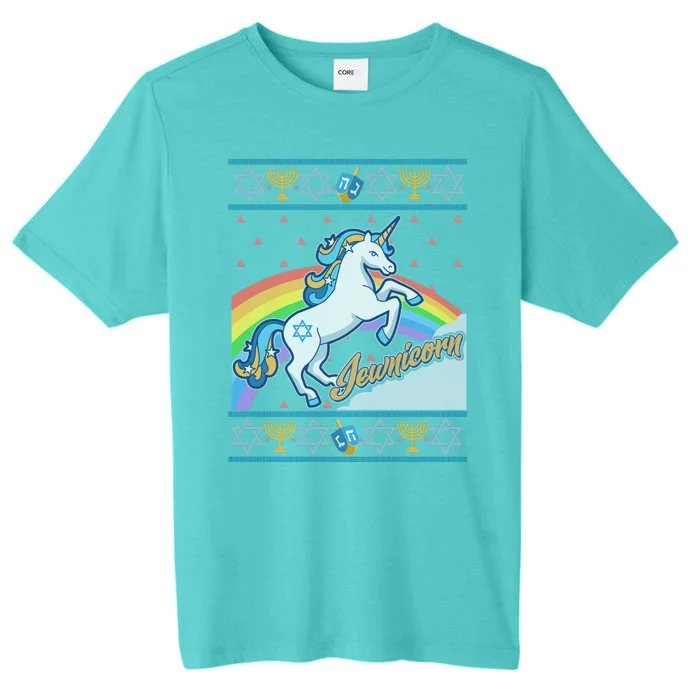 Funny Jewnicorn Unicorn Ugly Hanukkah Sweater ChromaSoft Performance T-Shirt