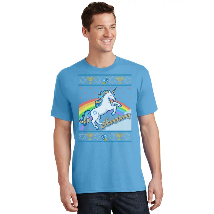 Funny Jewnicorn Unicorn Ugly Hanukkah Sweater T-Shirt