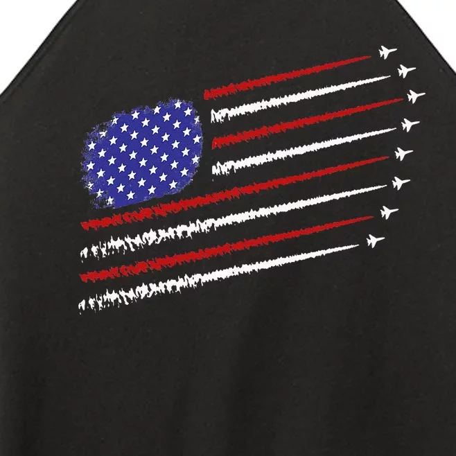 Fighter Jets With USA American Flag 4th Of July Celebration Women’s Perfect Tri Rocker Tank