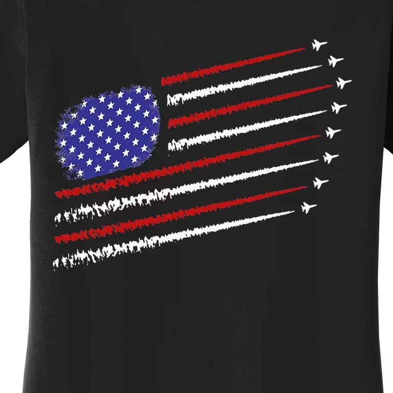 Fighter Jets With USA American Flag 4th Of July Celebration Women's T-Shirt