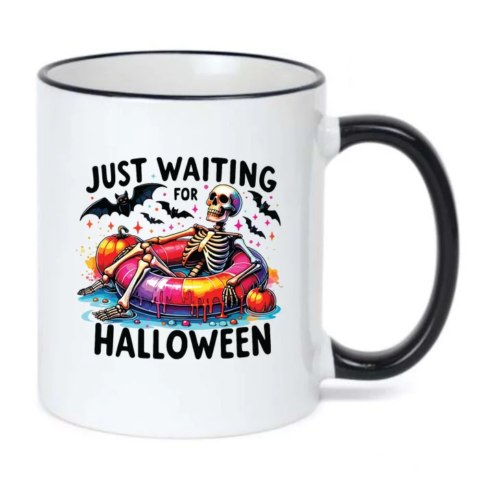 Funny Just Waiting For Halloween Skeleton Spooky Vibe Summer Black Color Changing Mug