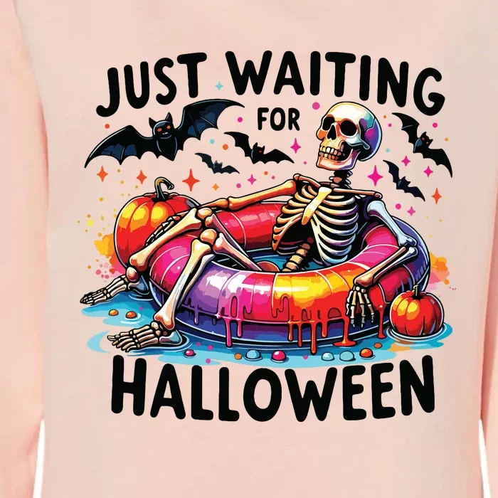 Funny Just Waiting For Halloween Skeleton Spooky Vibe Summer Womens California Wash Sweatshirt