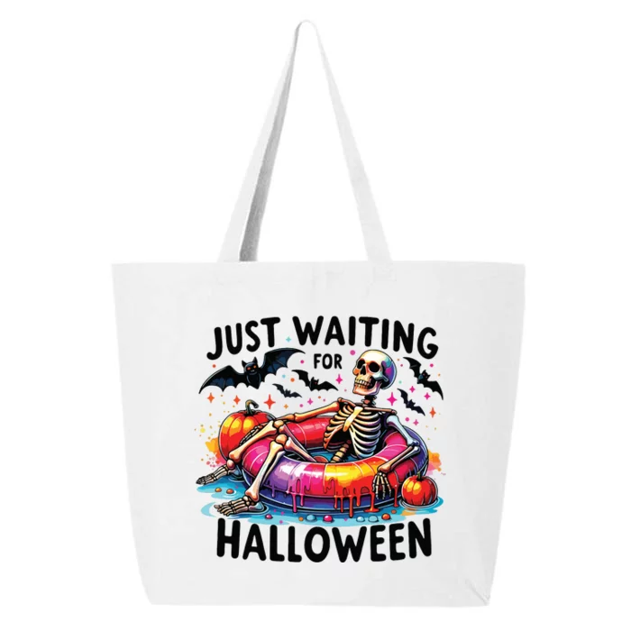 Funny Just Waiting For Halloween Skeleton Spooky Vibe Summer 25L Jumbo Tote