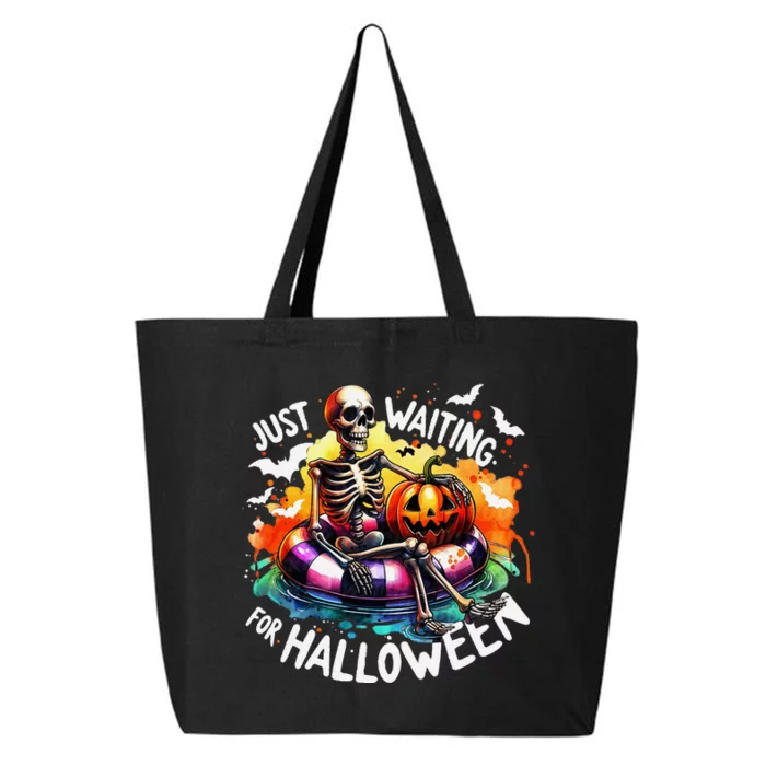 Funny Just Waiting For Halloween Skeleton Spooky Vibe Summer 25L Jumbo Tote