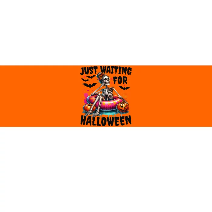 Funny Just Waiting For Halloween Skeleton Spooky Vibe Summer Gift Bumper Sticker