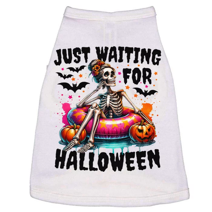 Funny Just Waiting For Halloween Skeleton Spooky Vibe Summer Gift Doggie Tank