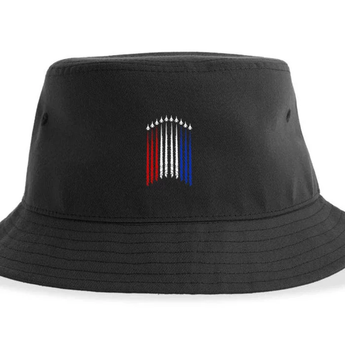 Fighter Jets With Usa Flag 4th Of July Patriotic Sustainable Bucket Hat