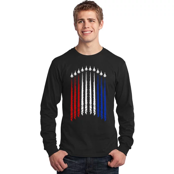 Fighter Jets With Usa Flag 4th Of July Patriotic Tall Long Sleeve T-Shirt