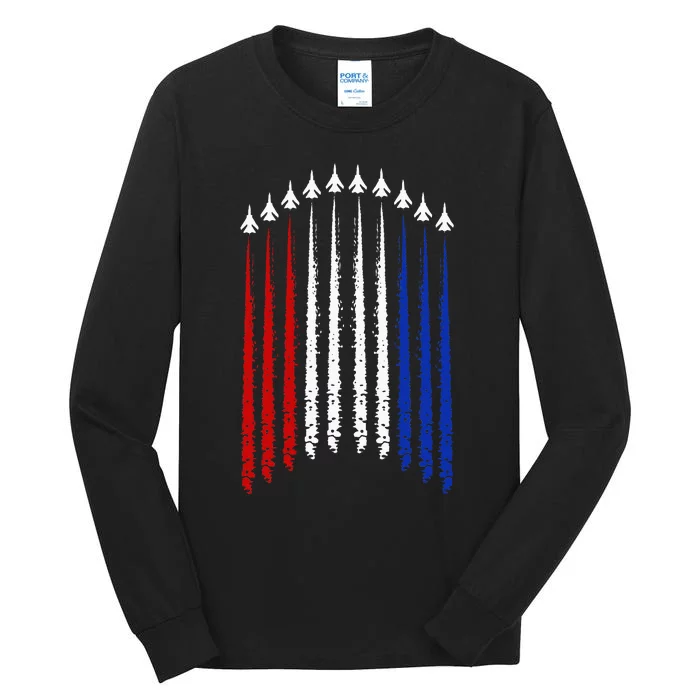 Fighter Jets With Usa Flag 4th Of July Patriotic Tall Long Sleeve T-Shirt