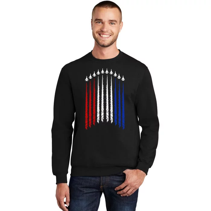 Fighter Jets With Usa Flag 4th Of July Patriotic Tall Sweatshirt