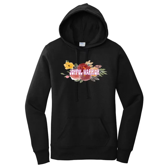 Floral Joyful Warrior For Kamala Harris Walz Madam President Women's Pullover Hoodie