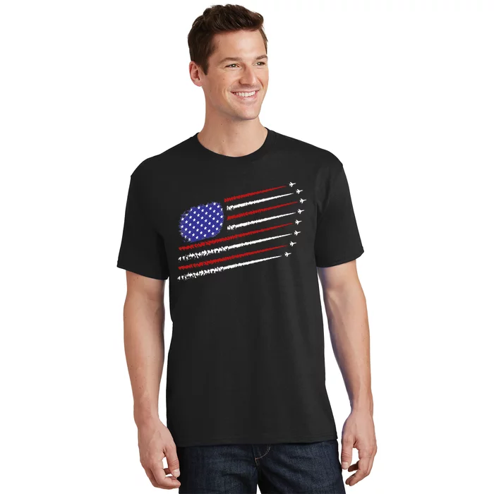 Fighter Jets With USA American Flag 4th Of July Celebration T-Shirt