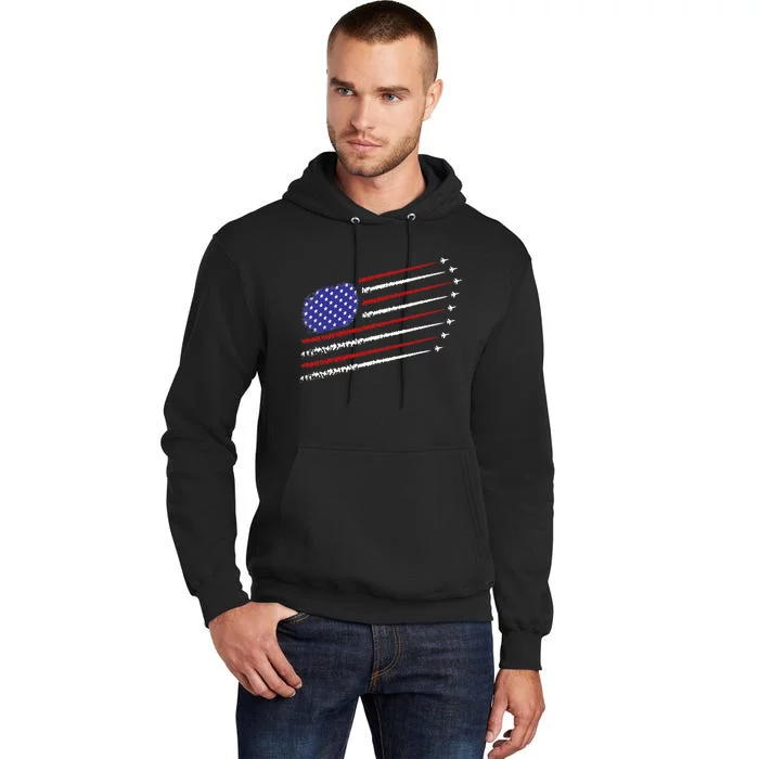 Fighter Jets With USA American Flag 4th Of July Celebration Tall Hoodie