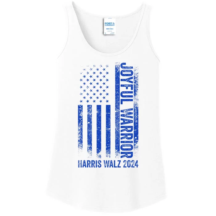 Funny Joyful Warrior Harris Waltz 2024 Usa Flag Ladies Essential Tank