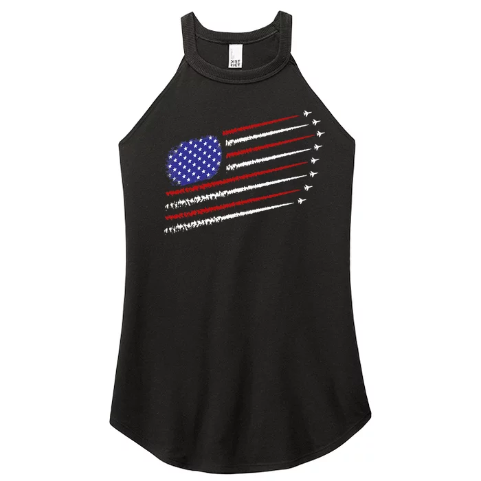 Fighter Jets With Usa American Flag Women’s Perfect Tri Rocker Tank