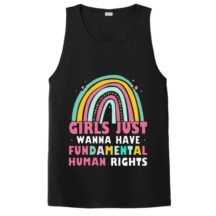 Feminists Just Wanna Have Fundamental Rights Rainbow Performance Tank