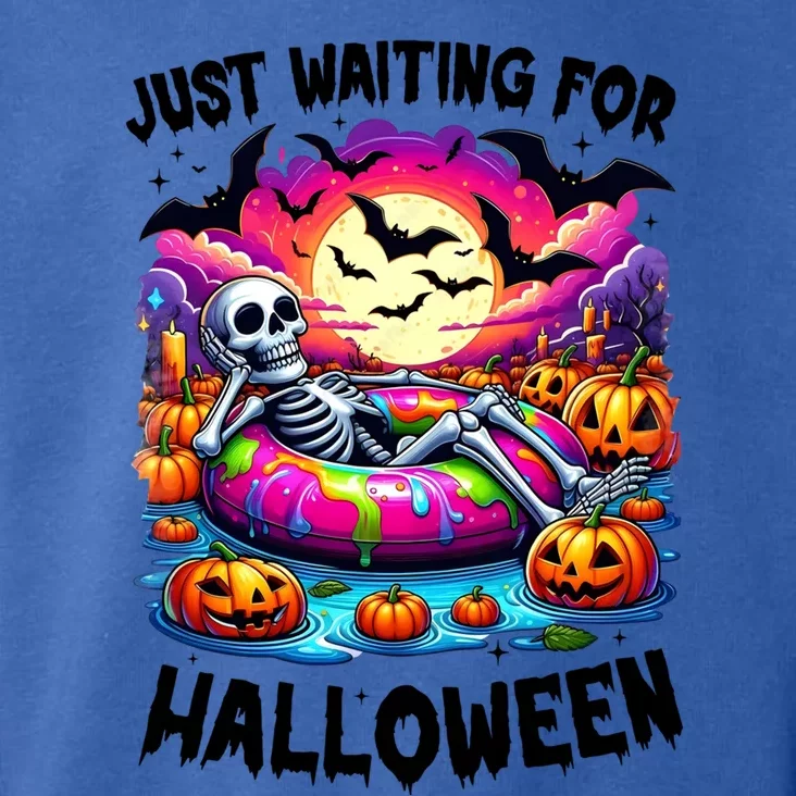 Funny Just Waiting For Halloween Skeleton Spooky Vibe Gift Toddler Hoodie