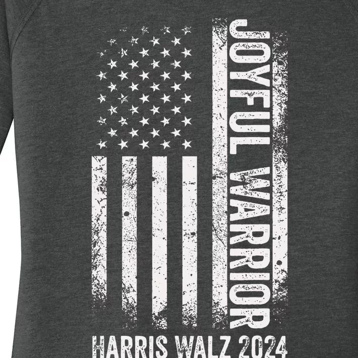 Funny Joyful Warrior Kamala Harris Waltz 2024 Usa Flag Women's Perfect Tri Tunic Long Sleeve Shirt