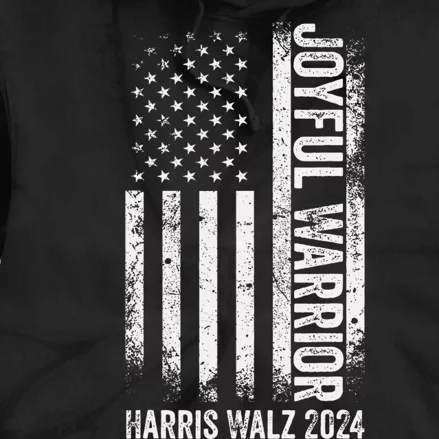 Funny Joyful Warrior Kamala Harris Waltz 2024 Usa Flag Tie Dye Hoodie