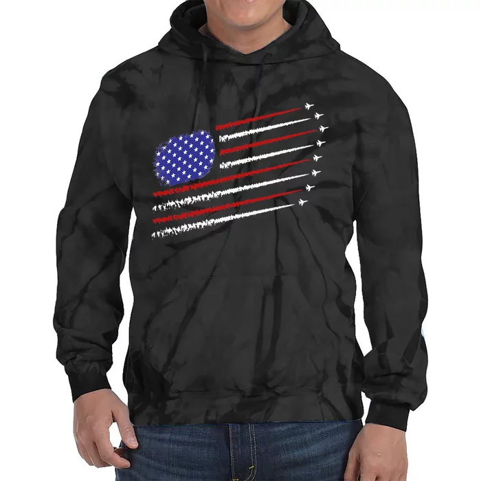 Fighter Jets With USA American Flag 4th Of July Celebration Tie Dye Hoodie