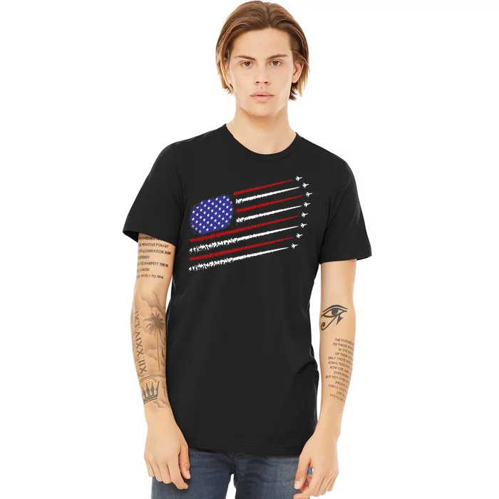 Fighter Jets With Usa American Flag 4th Of July Celebration Premium T-Shirt